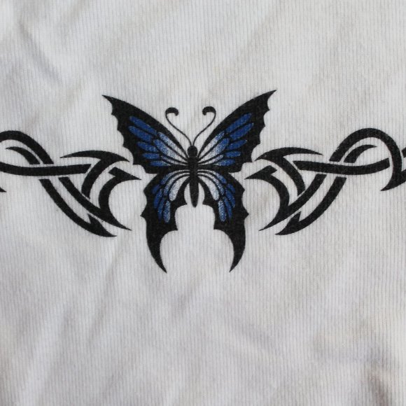 BRANDY MELVILLE Y2K Butterfly Graphic Cropped Shirt - Picture 4 of 4